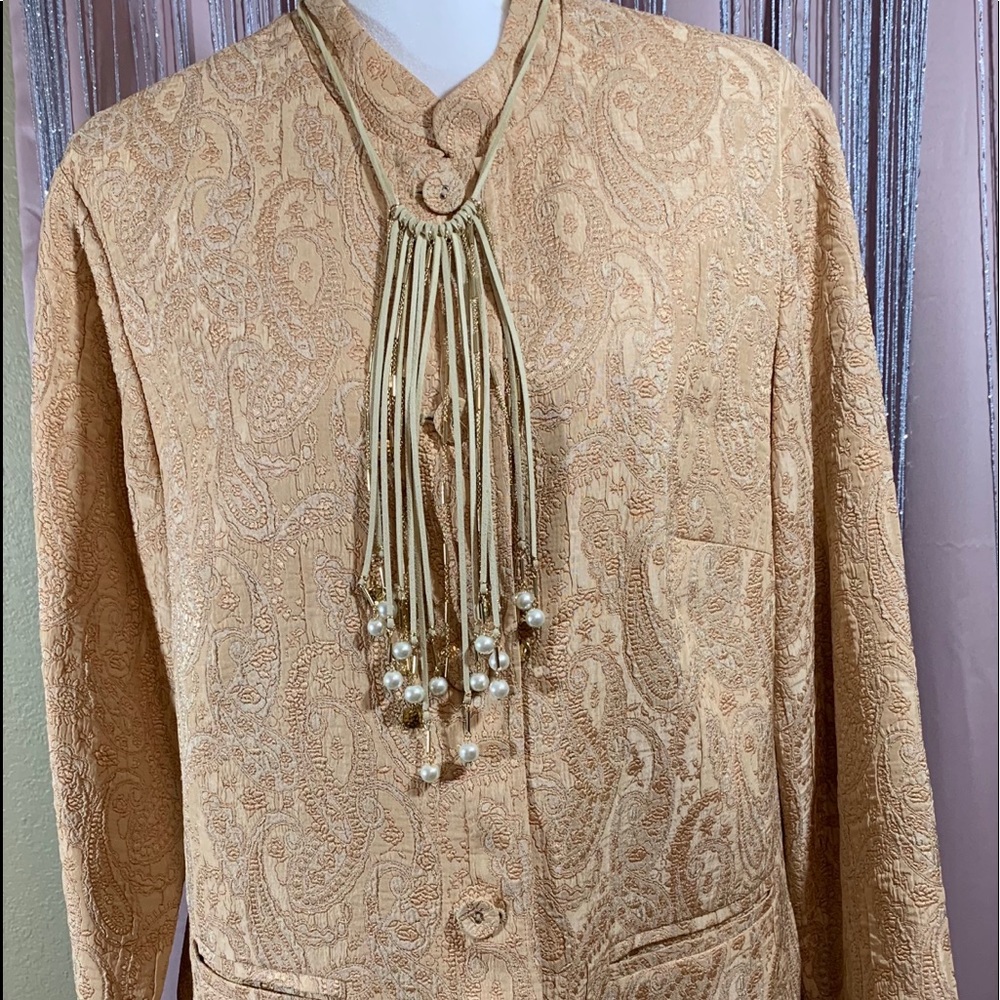 Classic Elements Gold Brocade Nehru Jacket SZ 16W